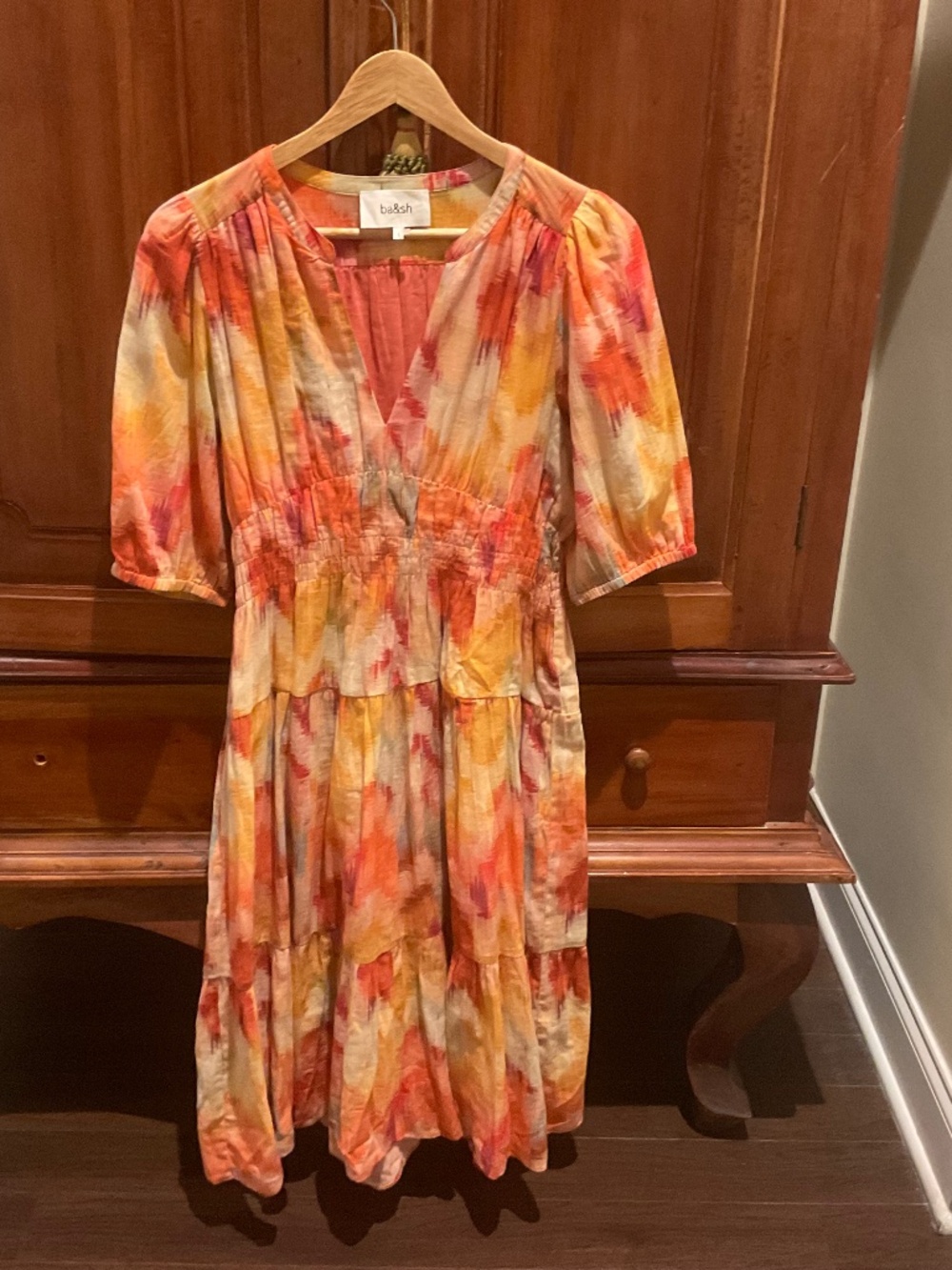 Ba&sh Anissa  Cotton Printed Midi Dress Size 3/L